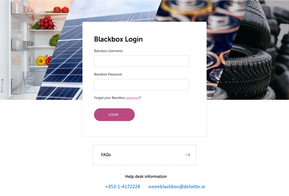 Screenshot of WEEE Blackbox website
