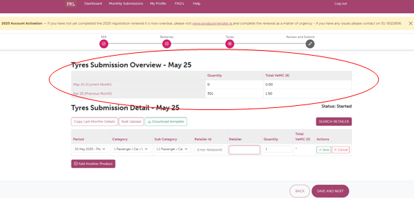 Screenshot of Summary Submission Page