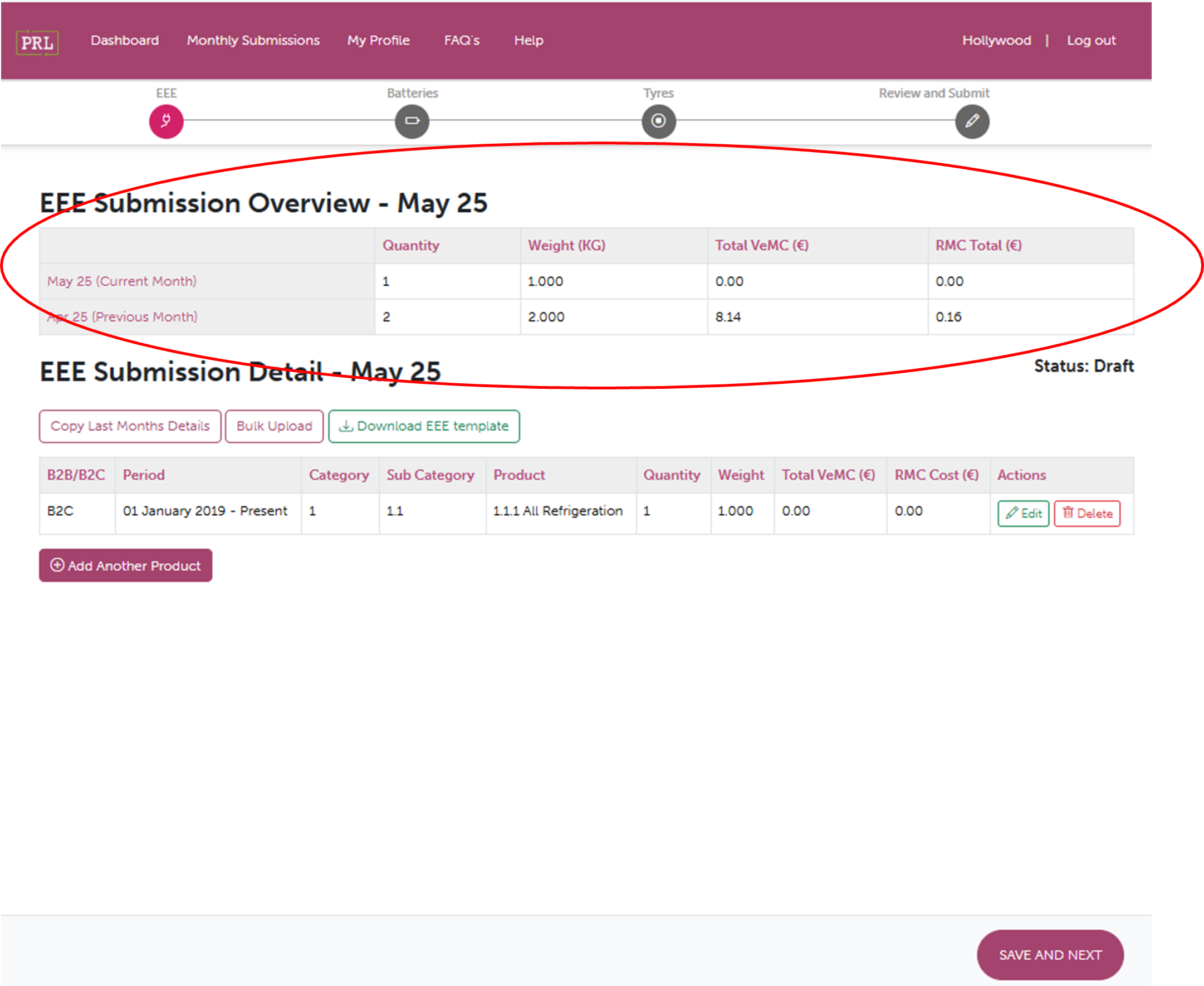 Screenshot of Summary Submission Page