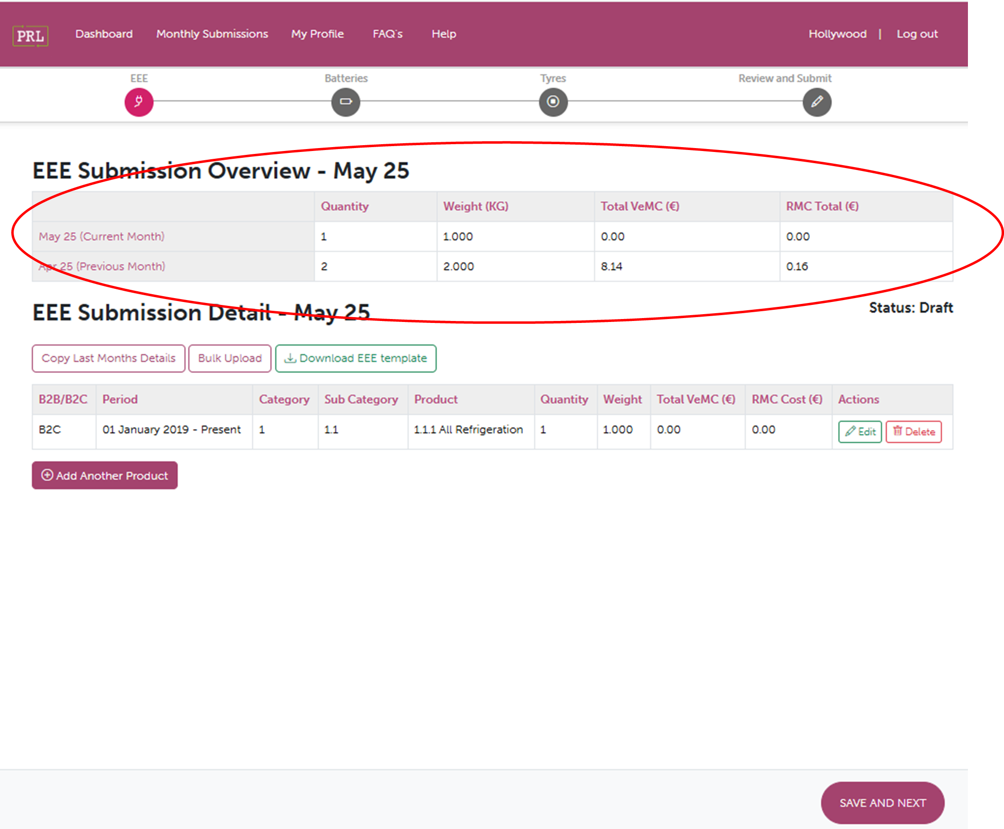 Screenshot of Edit Submission